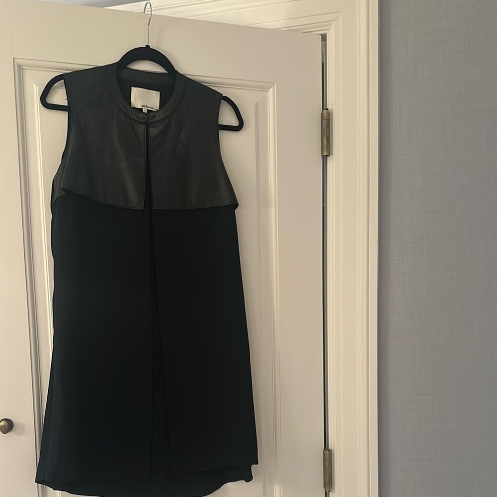 Philip Lim Black Sleeveless Dress with Leather Top
